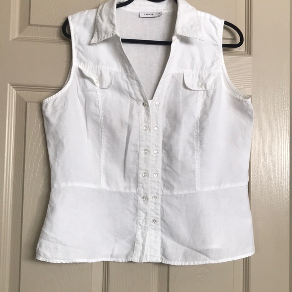 Laura white linen sleeveless top. Size 14 - Picture 1 of 8
